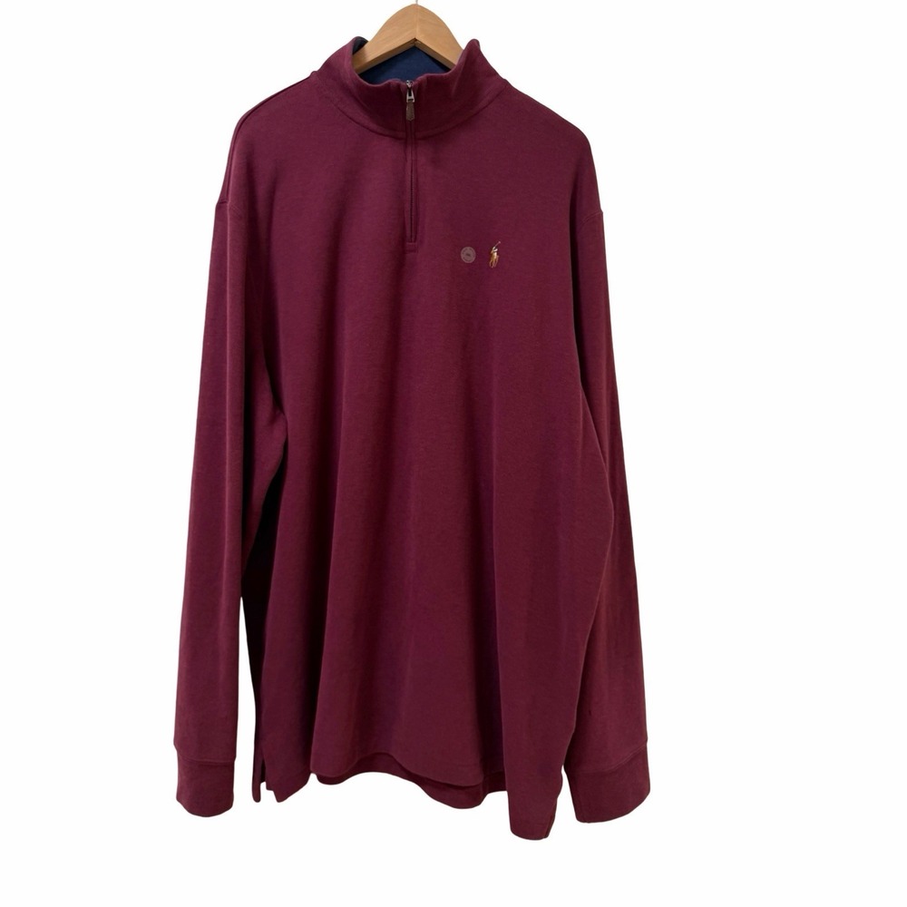Polo Ralph Lauren Mens Estate Rib 1/4 Zip Pullover Sweater Size XXL Burgundy NEW